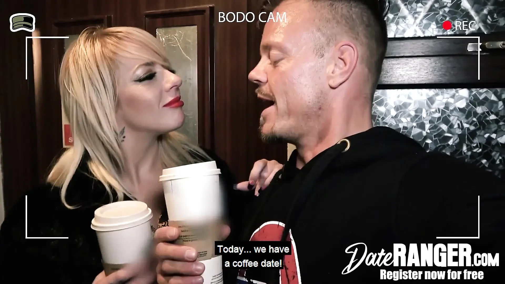 April Paisley enjoys her one night stand with bodo by sucking and pounding his dick!
