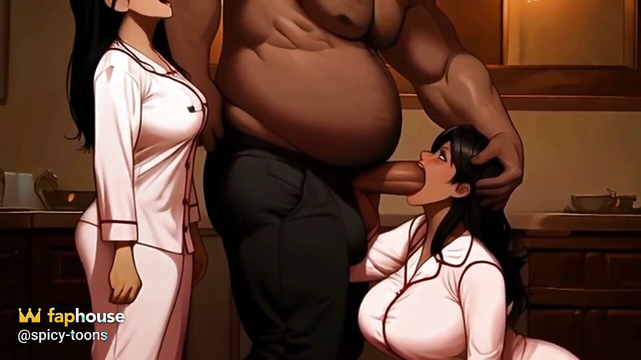Orta yaşlı seksi kadın Maria üvey kızına yarak emmeyi öğretiyor