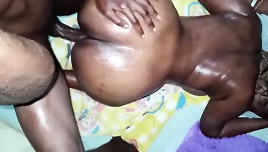 Sharon bursty black oiled ass fucks big black college teacher cock before class