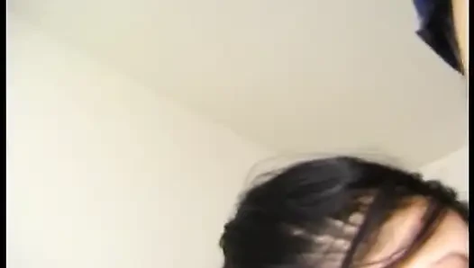 Cute teen brunette playing with dildo and cock