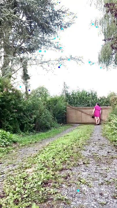 In outfit with a new fuchsia dress for an evening