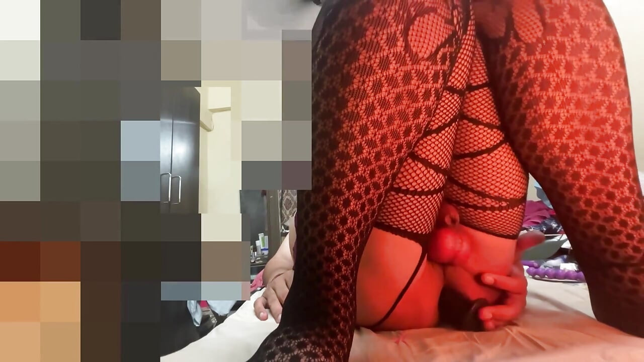 Enjoying in Home Alone Wearing Stepsister Skirt and Stockings