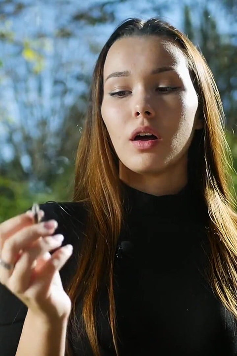 Sweet Sensual Russian Girl Smoking Cigarette Outside
