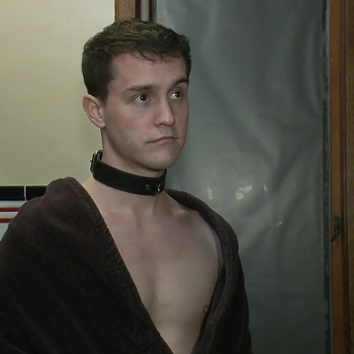 Partygoers Beat and Skull Fuck a Big Dick Stud in Bondage.