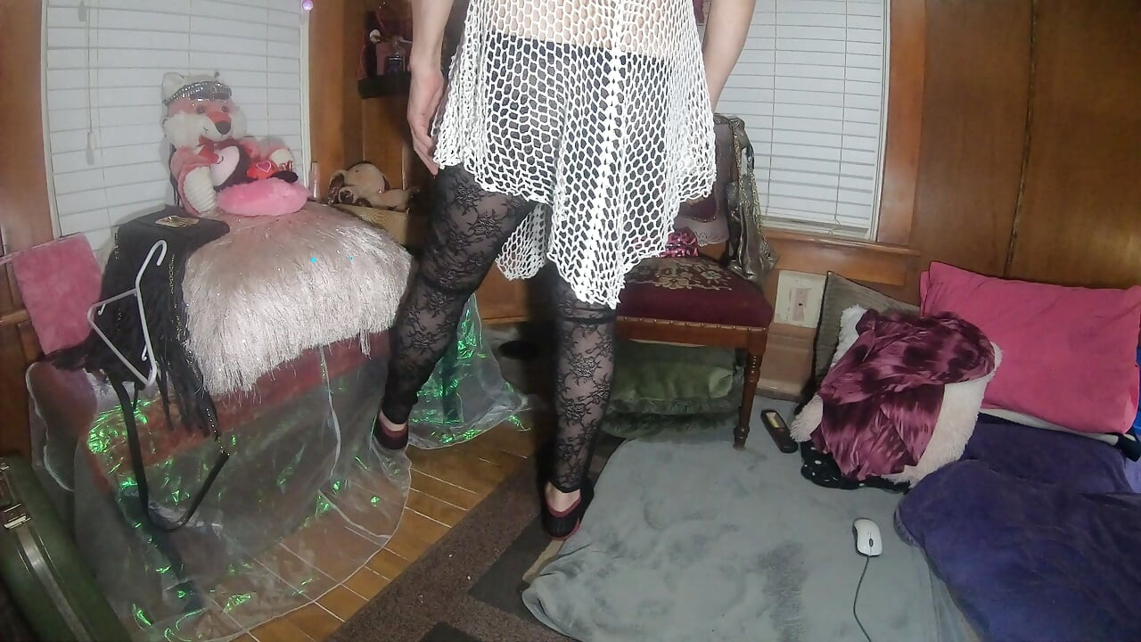 Daphne dancing in lacy tights and skirts