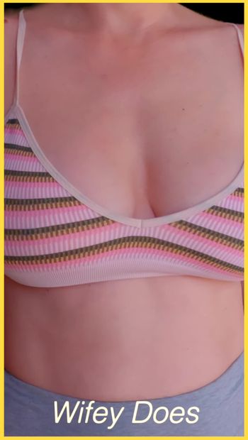 Wife looks amazing in a striped bra.