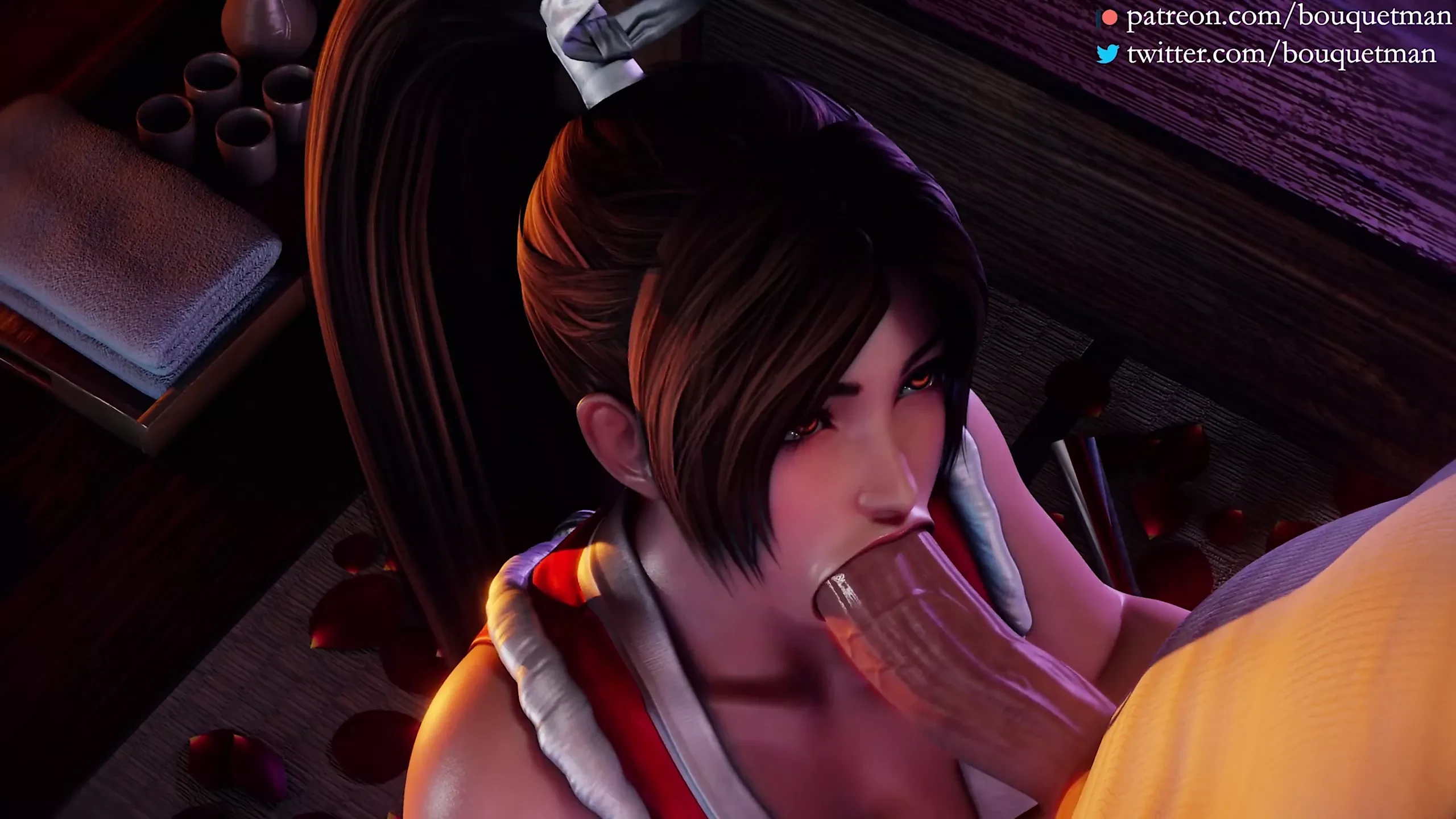 Mai shiranui xuất tinh khi tắm