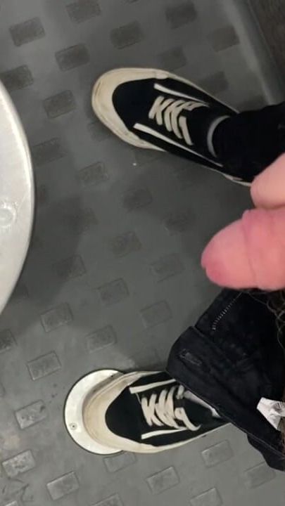 Young fag piss over train toilet