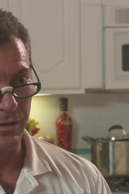 Lucky mature guy fucks a young brunette in the kitchen