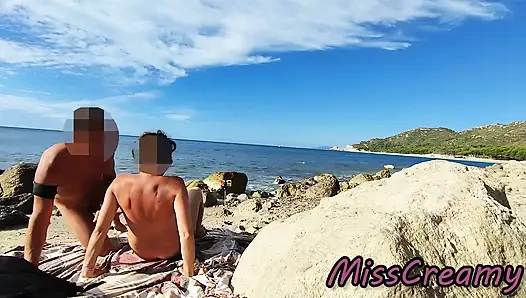 Strangers Caught My Wife Touching and Fucking My Big Cock on a Nude Beach
