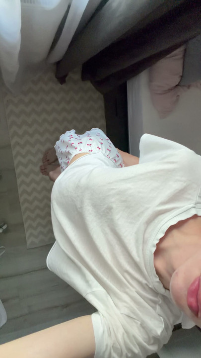 cute teen femboy teasing in pyjama