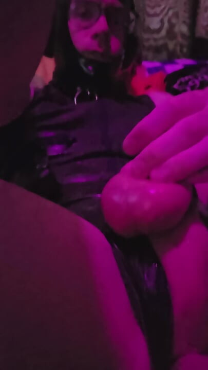 Rubber submissive sissy locked in chastity and fucked in the ass by machine