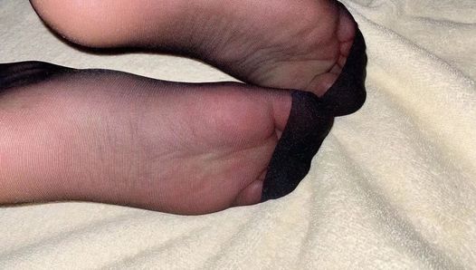 Çin ayak cd selfie siyah çorap ayak