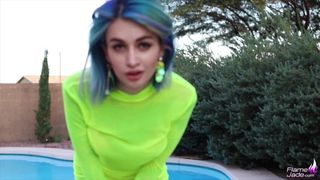 Blue-haired Babe Riding and Suck Dildo - Cum on Face Imitati