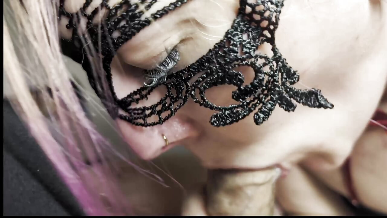 Afternoon Throat Service - Black Dress Swallows Every Drop