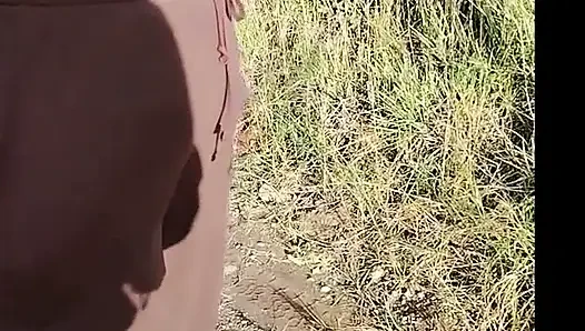 Stepmom in transparent t-shirt showing off in public.