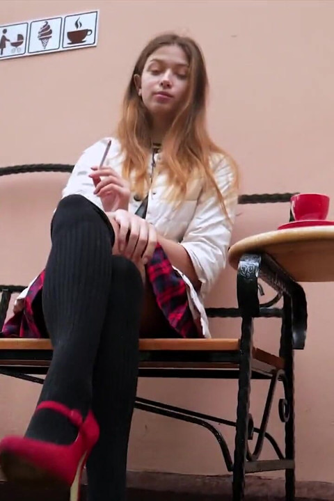 Wild Russian Babe Smoking Cigarette Nature Vibes