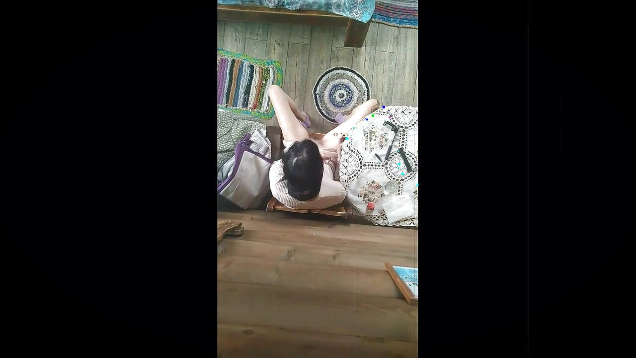 A village girl beautifully pulls her hairy pussy to beautiful music