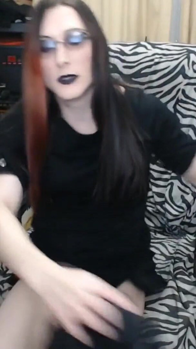 Sexy Big Dick Goth Trap Swallows her own Cum | Clip 1