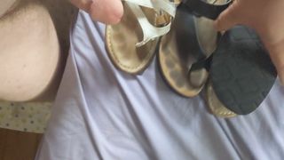 Cum over step mom&#39;s sandals