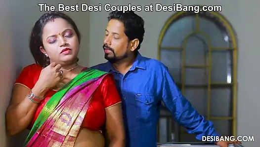 Newly Married Desi Wife in Silk Saree Fucked at DesiBang
