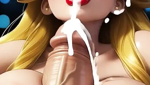 Pirang lucu bersenang-senang dengan kontol besar (animasi Ai)