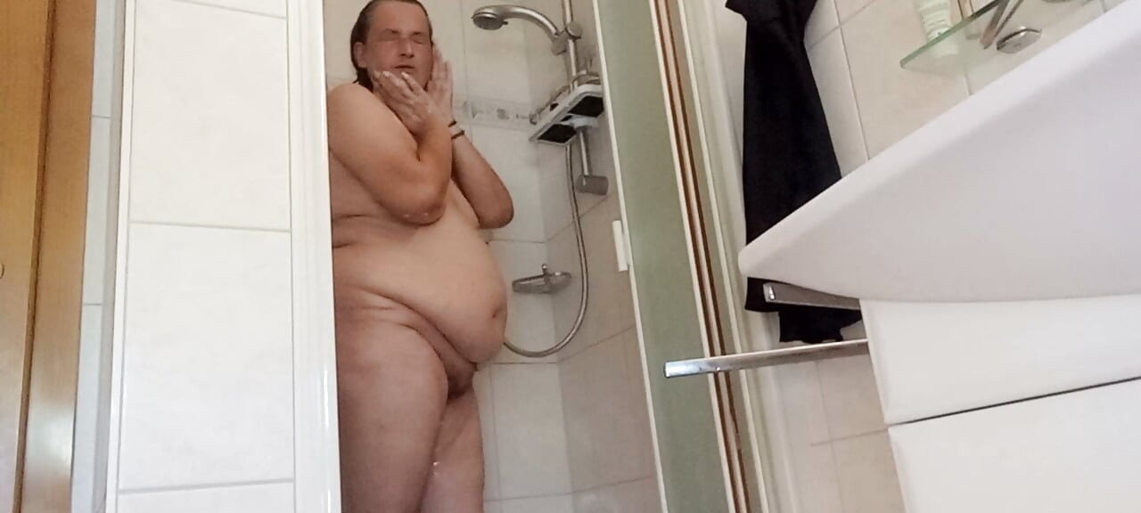 My pot-bellied pig in the shower