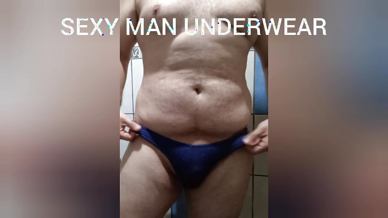 Masturbate and cumm at shower using sexy blue little thong