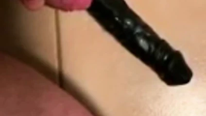 Big load on step moms black dildo