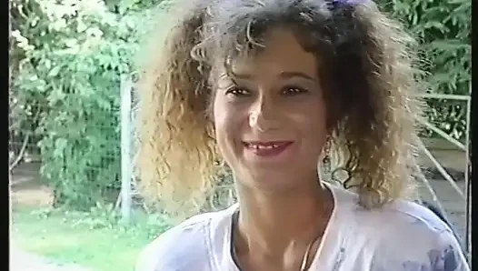 Curly haired blonde teen gives blowjob and gets her tight ass fucked
