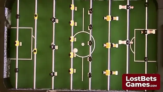 A strip foosball game promises a spanking treat at the end