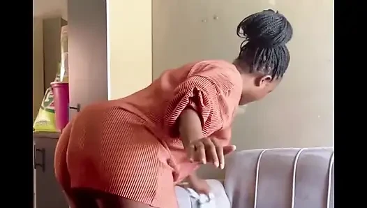 Watching My Huge Booty Auntie Clean up