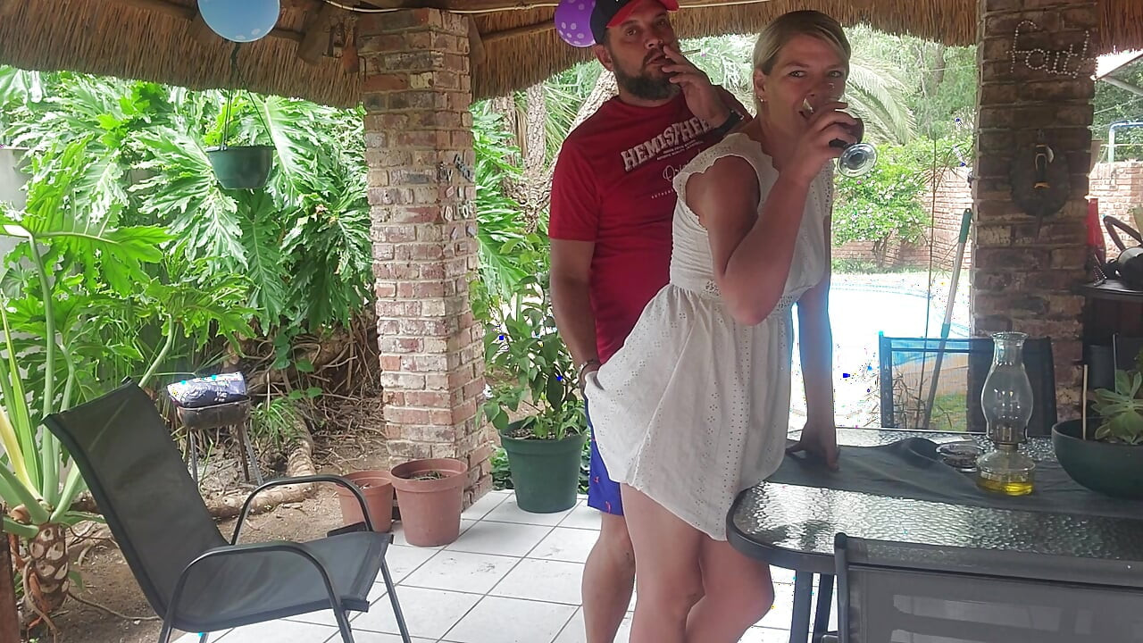 Fucking the Neighbors Wife on the Patio Were He Can Easily See Us