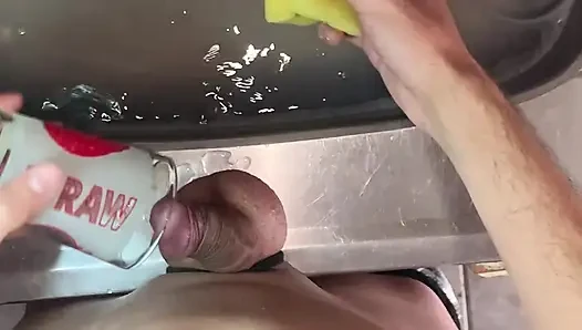 POV Washing Dishes With My Tiny Cock sitting on the Sink