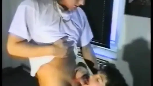 Horny cutie spreads her legs wide and gets her juicy cunt licked and fucked