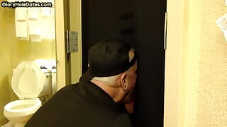 Real mature gloryhole lover sucks cock in homemade blowjob