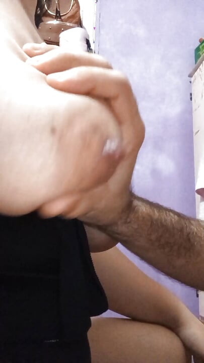 My husband is addicted to sucking my big natural tits and hard nipples that's why he does it all week