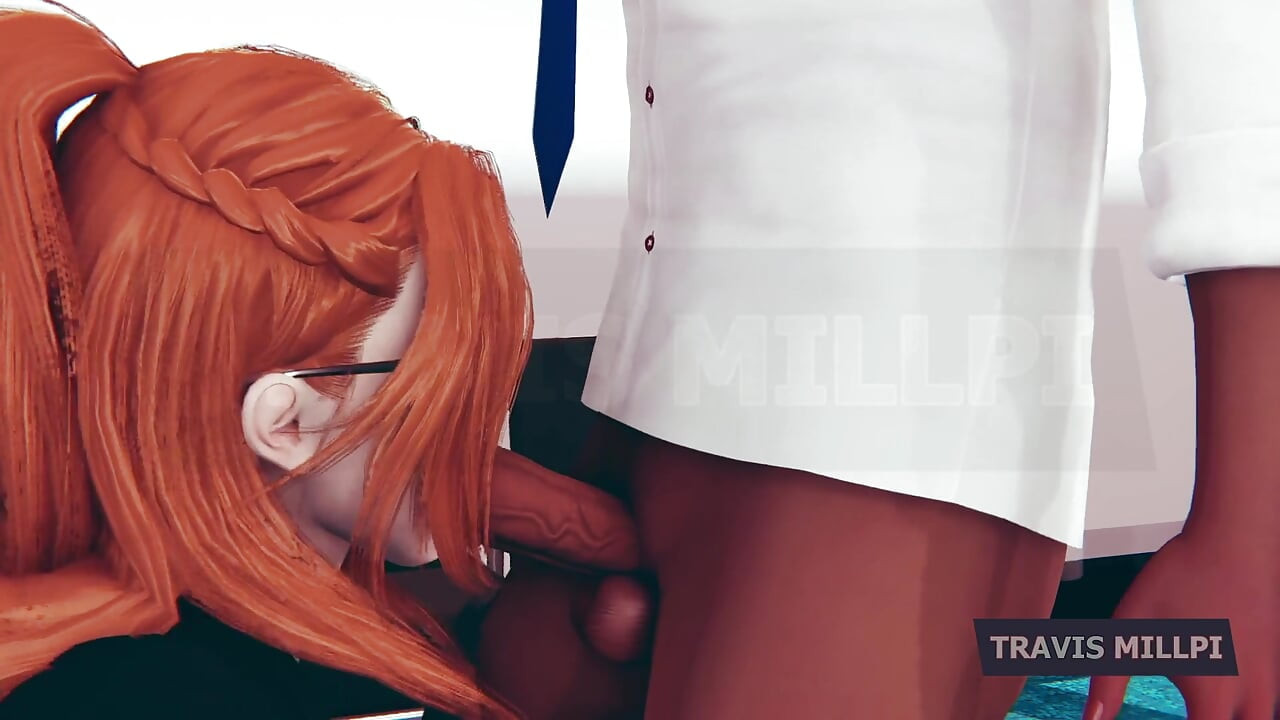 Kontorsförförelse med bystig rödhårig sekreterare efter timstraff