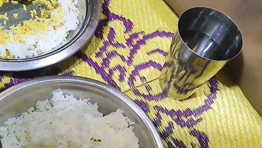 When we were alone at home, I ate with my stepsister