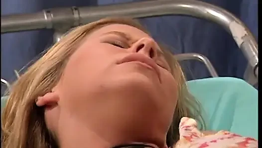 Big dick doctor throat fucks a horny patient while fingering her wet pussy