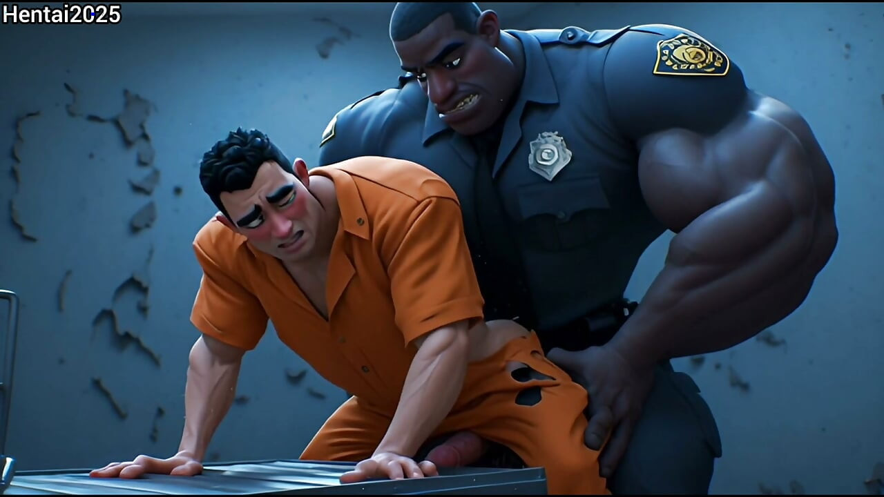AI generovaná 3D interracial kompilace vězeňské dozorkyně - kreslená hentai animace