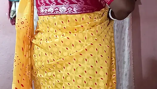 Yellow Saree Dropping Solo Sfw