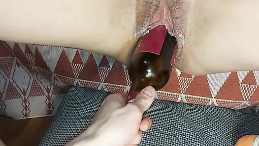 Huge Bottles in Pussy, Shoved as Deep as Possible. Vaginal Rupture