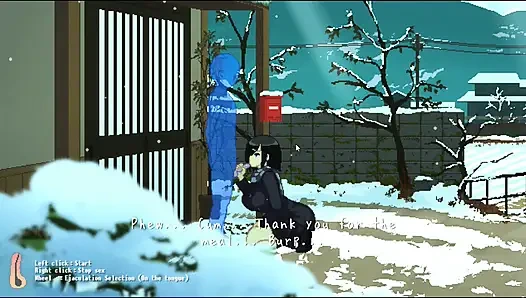 Hentai game - schätzchen mit massiven titten, grober sex bei kaltem wetter