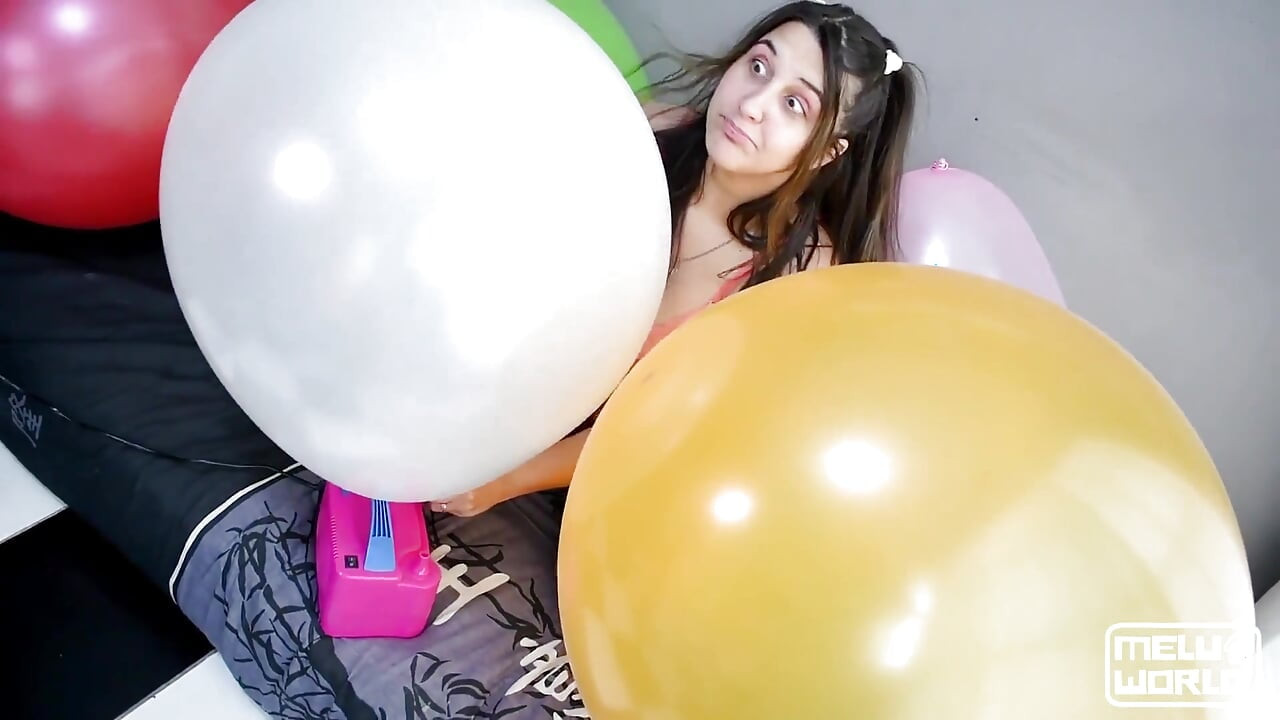 Ride and Nail Popping 7 Big Balloons with My Nude Body - Bunny Looner