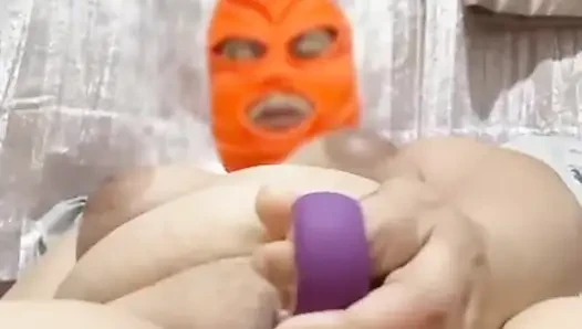 Wife watches our sex video while she does dildo