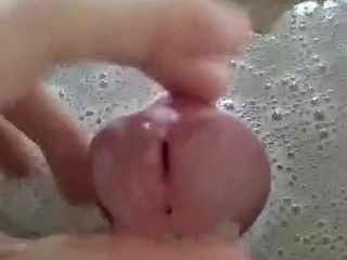 Stuffing my cock with slippery toy eggs (Sounding)