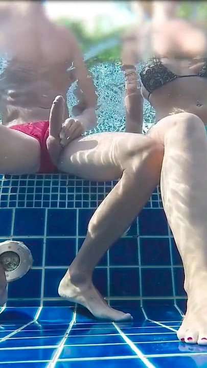 Powerful moment from "This Blonde Made Me Cum in a Public Pool!"