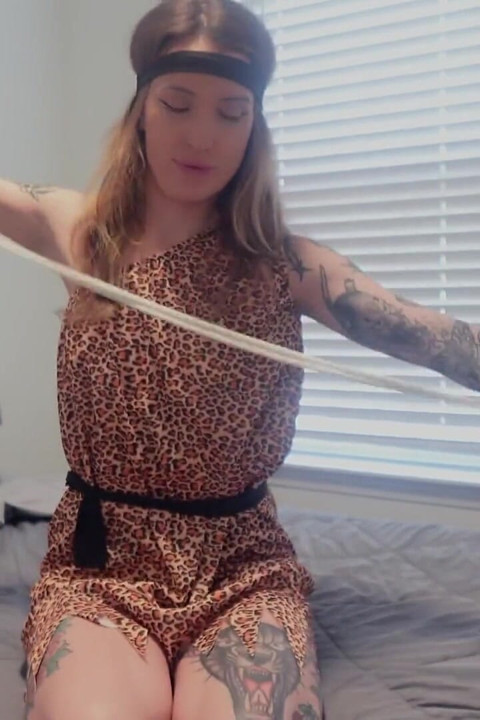 Sutton's Primal Cavegirl Self Bondage Fantasy 4K POV Restraint Thrills Awaits!