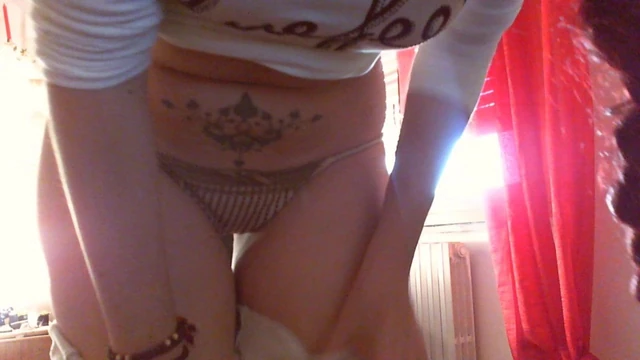 Tight pants and a nice deepthroat dildo blowjob